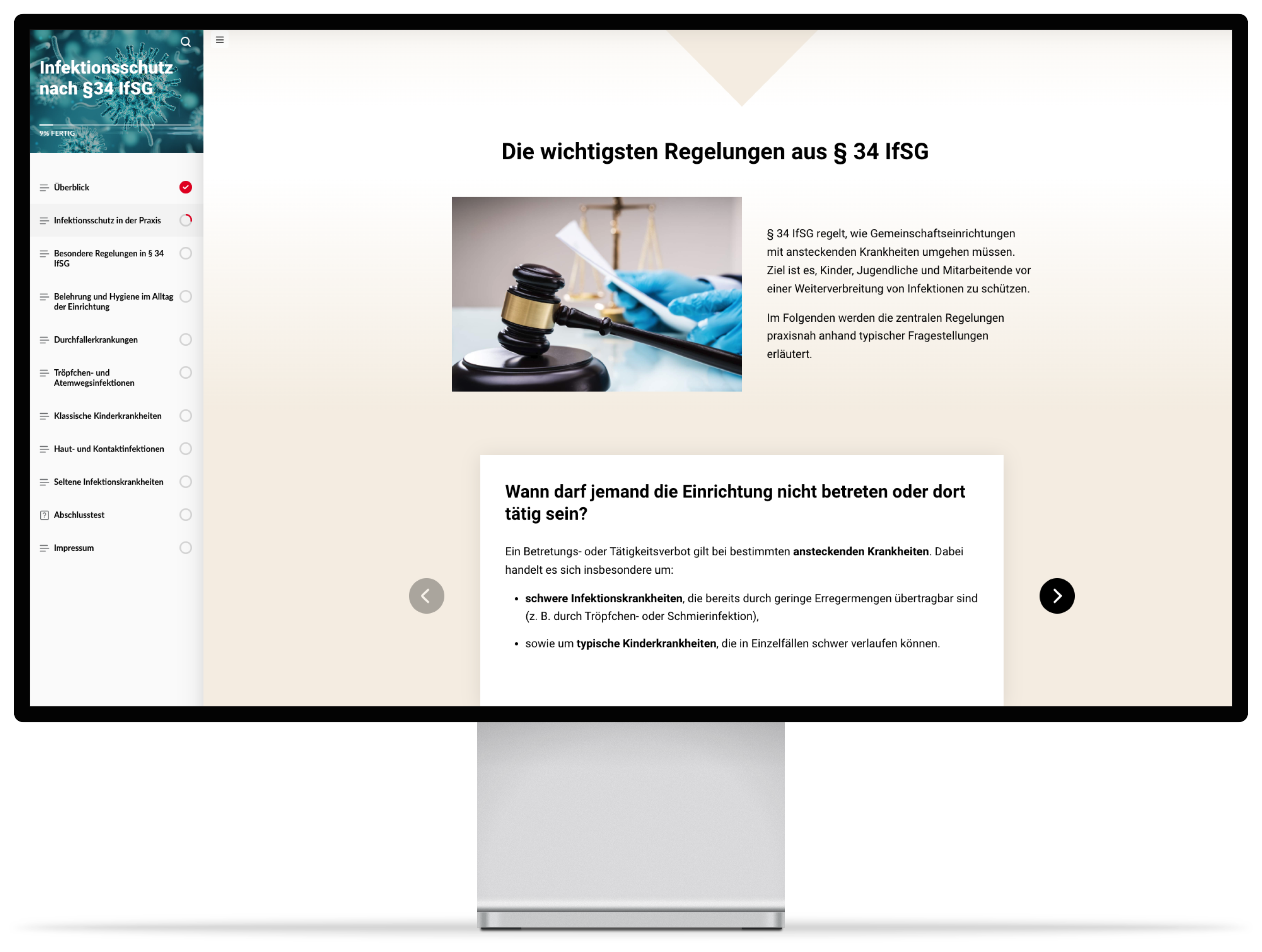 Screenshot: Regelungen aus § 34 IfSG